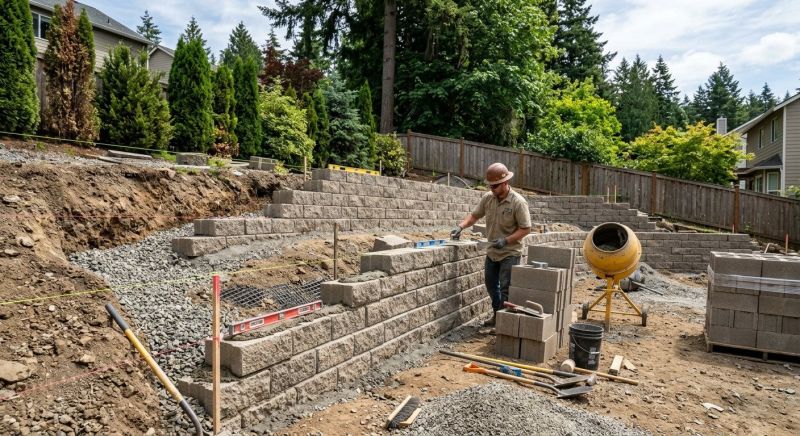 Block Retaining Wall Installation in Marin County, CA
